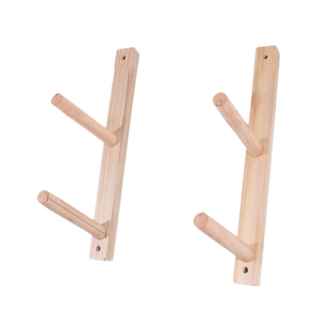 2x Wood Yoga Mat Storage Rack Wall Hooks Lightweight Workout Equipment Weight Stand Yoga Mat Organizer Holder for Foam Roller