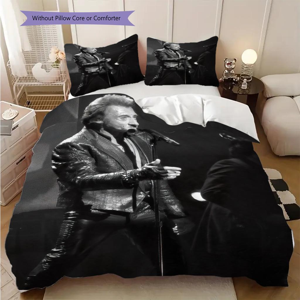 Johnny Hallyday bedding, duvet cover, pillowcase, home decoration, birthday gift (1 * duvet cover+2 * pillowcase, coreless)