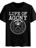 T-shirt "Life of Agony" Graphic - Black Casual Crew Neck Tee with Skull & Crossbones Design