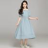 Summer Kids Student Waisted Party Dresses Child Clothes Teens Girls Daily Wear Button 4-12 Year