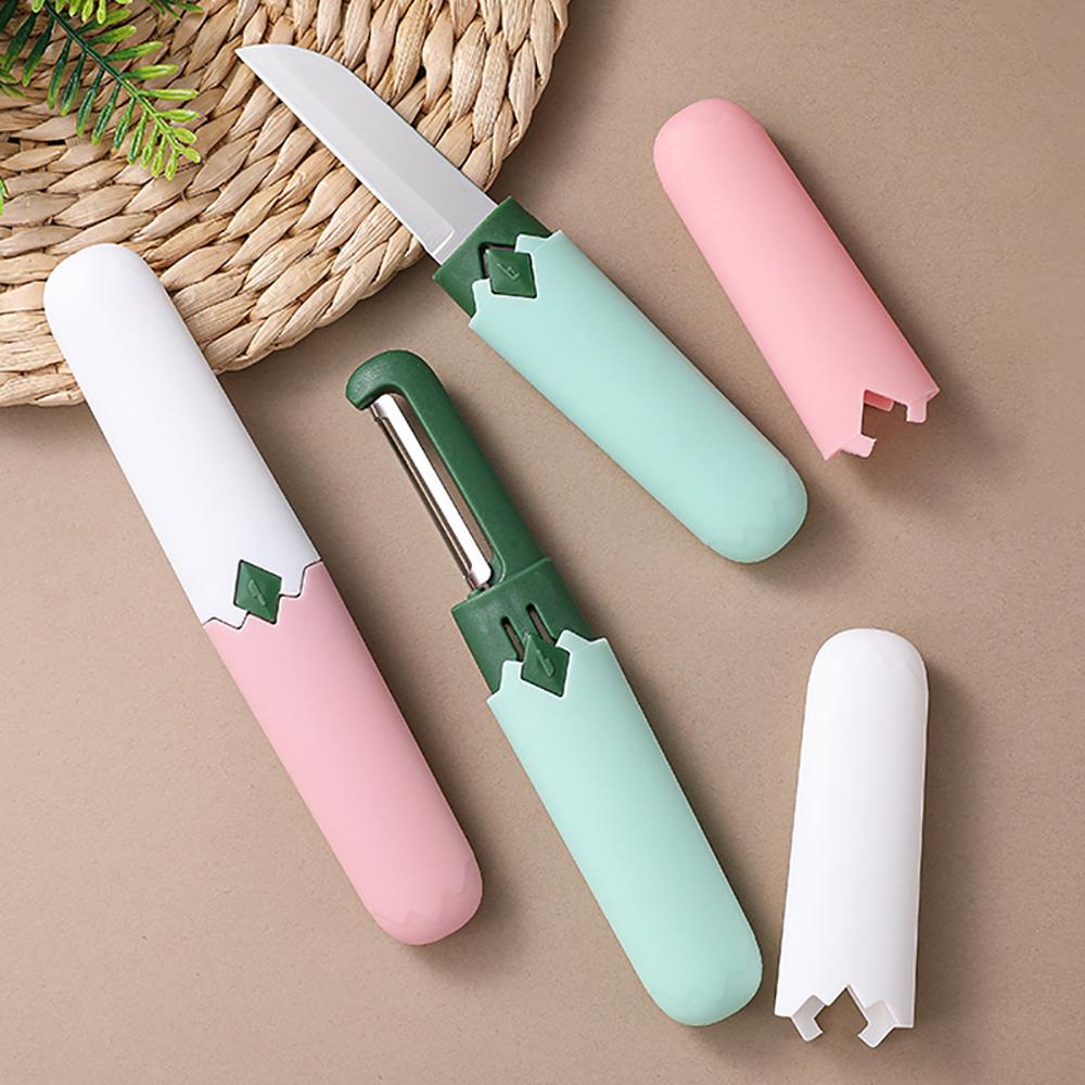 Multifunctional two-in-one fruit knife portable double-head dual-purpose peeler stainless steel household knife