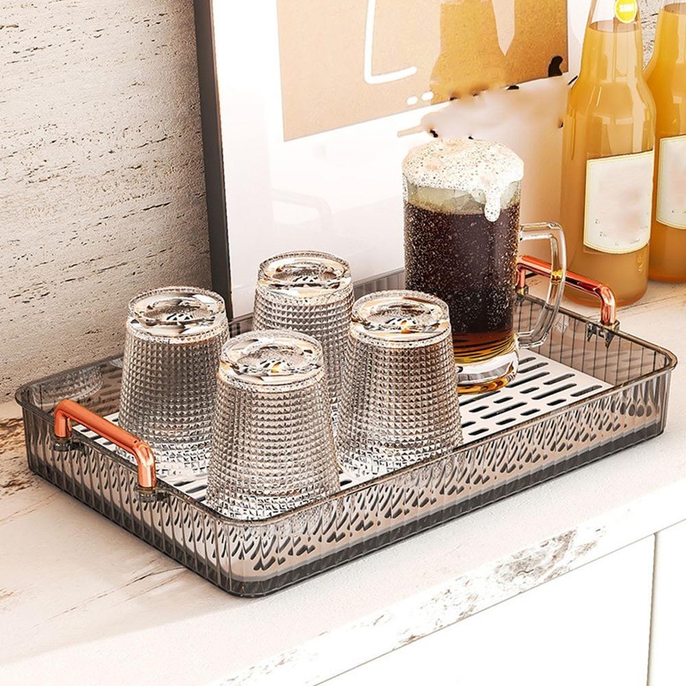With Handles Water Drainage Tray Large Capacity Double Layer Tray Coffee Table 2#