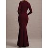 Women's Fall  Ruffled Long Sleeve Dress, Bridesmaid Dress for Wedding Party Evening Gown