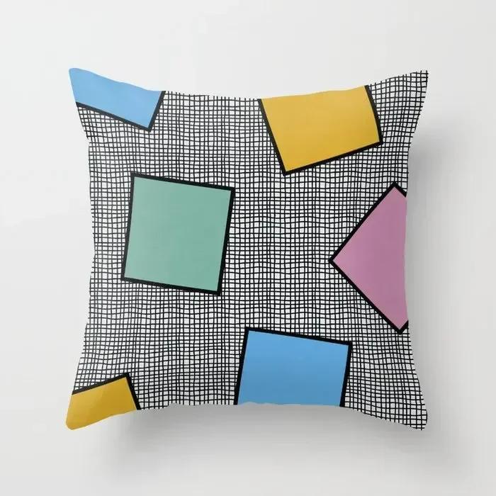 40/45/50 Mint Pink Throw Pillow Case Memphis Inspired Pattern Check Cushion Covers Home Sofa Chair Decorative Pillowcases