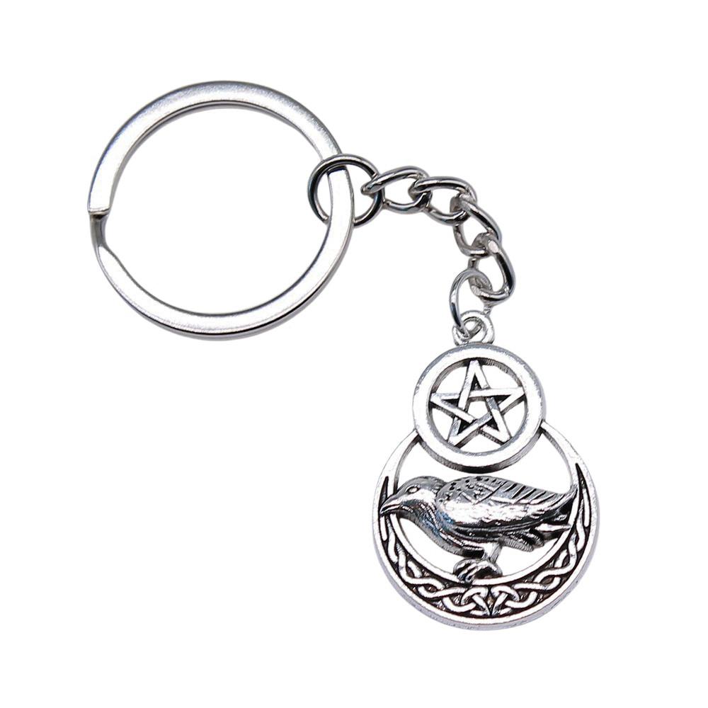 Dreifachmond Pentagramm Anhänger Schlüsselanhänger Stern Wicca Thema Schlüsselring 28mm