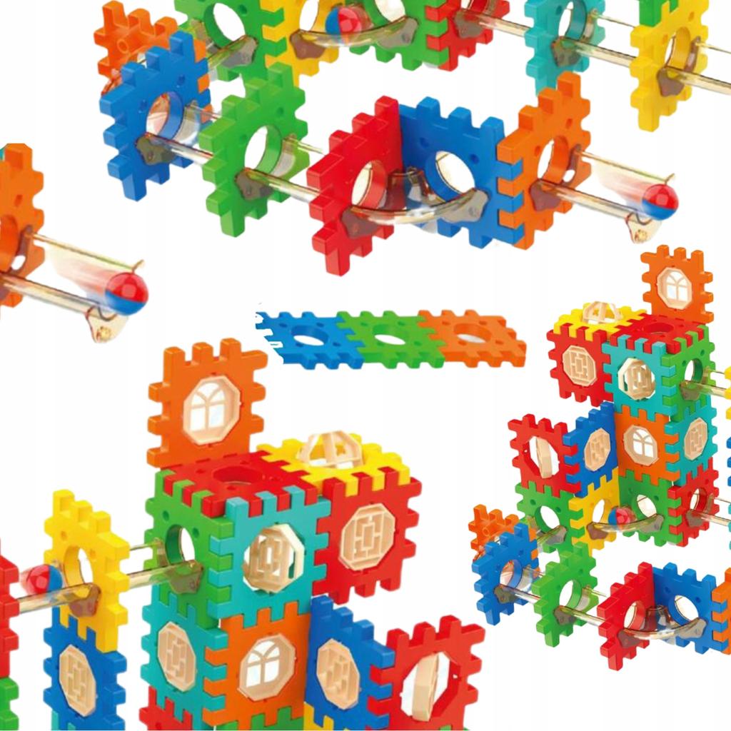 Construction Blocks Ball Track Puzzle Waffles Ball Track Set 125 Pieces