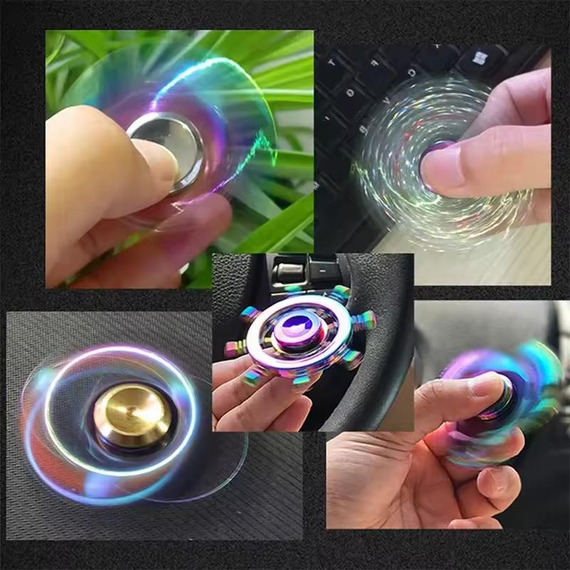 Metal Fidget Spinner Rainbow Color Hand Spinner Edc Focus Stress Relief Toy Anxiety Relief Fidget Spinner Toy For For Kids Adult