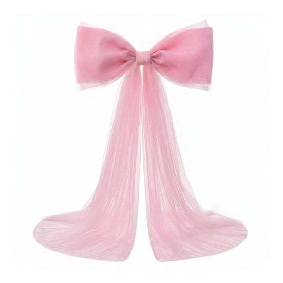 Extra Large Organza Bow Decoration 39 x 59 Inch Giant Tulle Bow with Tie And Long Ribbon Tails