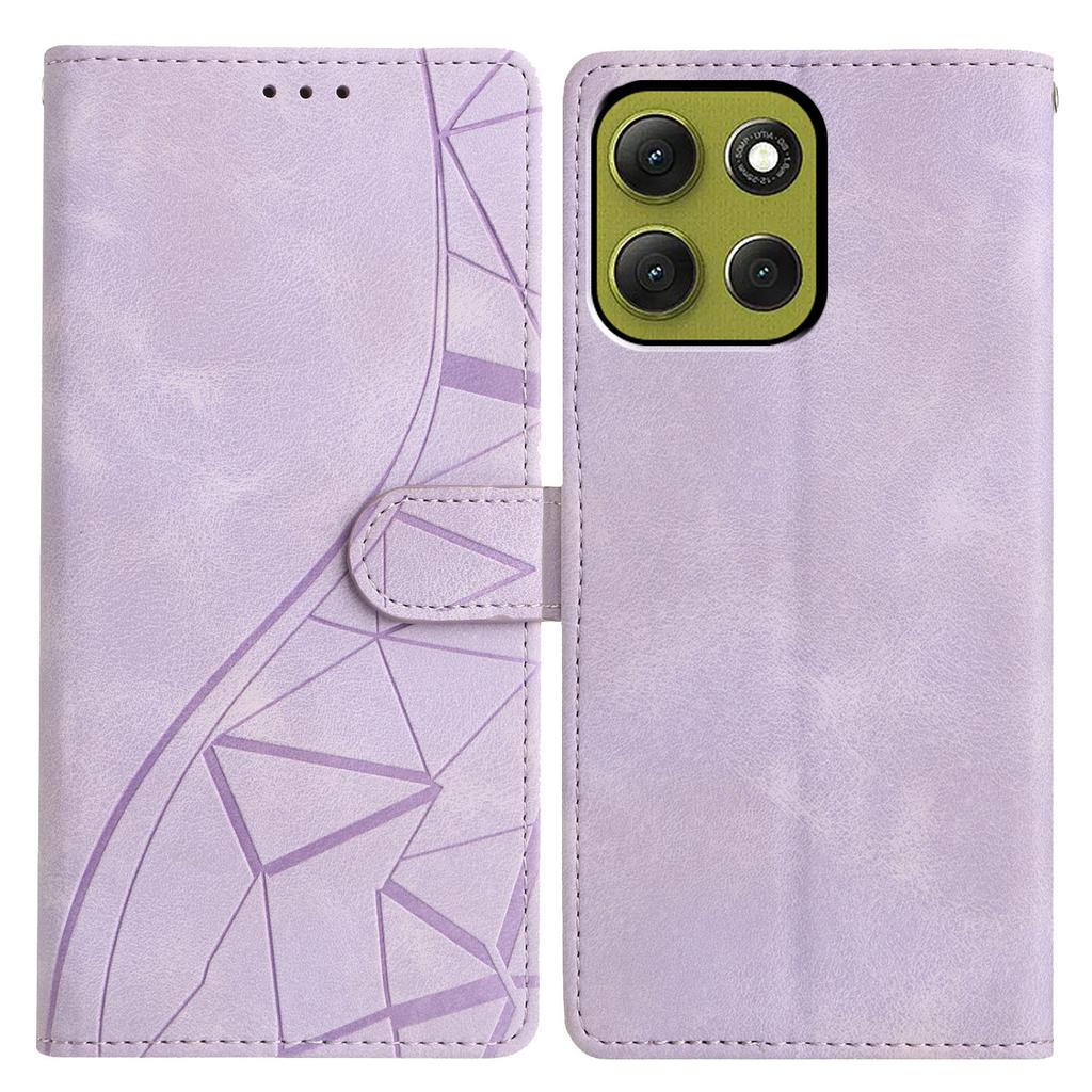 For Motorola Moto G86 5G Case Wallet Stand Imprinted Triangle Pattern Leather Phone Flip Cover