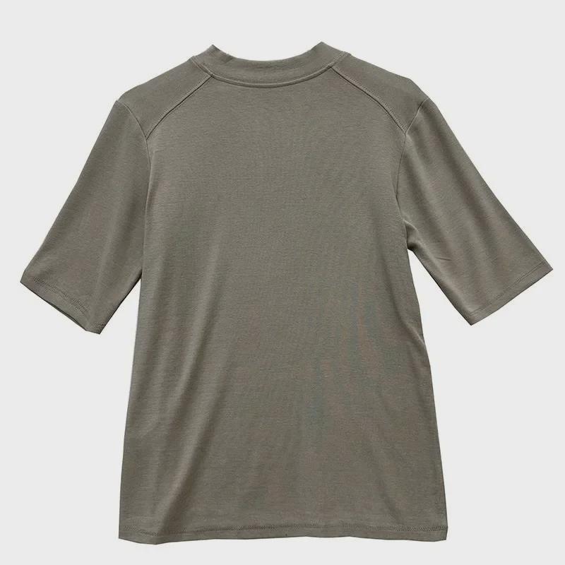 Women's Slimming Fit Mid-Sleeve T-Shirt with Stand-Up Collar - Versatile Autumn Fashion Top