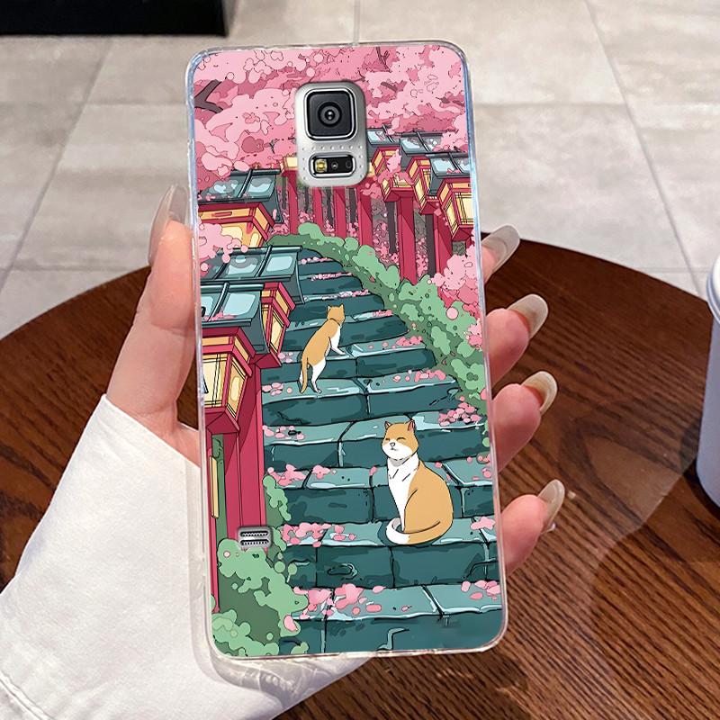 For Samsung Galaxy S5 SV GT-I9600 G900F S5 Neo Silicone Aesthetic Fashion Cute Cat Soft TPU Back Cover Transparent Phone Case