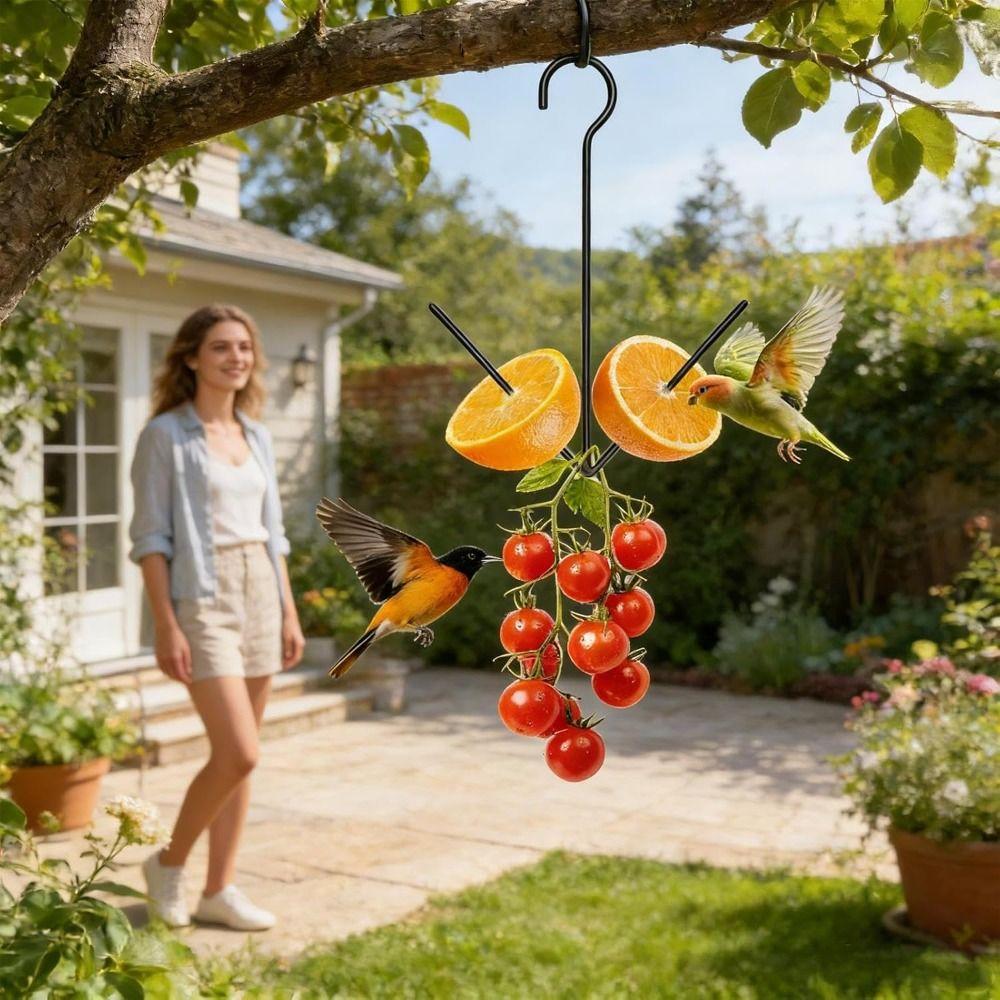 Metal Fruit Bird Feeder Hanging Hook Pet Food Storage Rack Hummingbird Feeder  Yard Porch