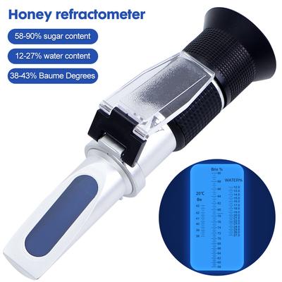 3 In 1 Handheld Refractometer 58-90% Honey Refractometer 12-27% Water Content Detector 38-43°Baume Tester ATC Beekeeping Tester