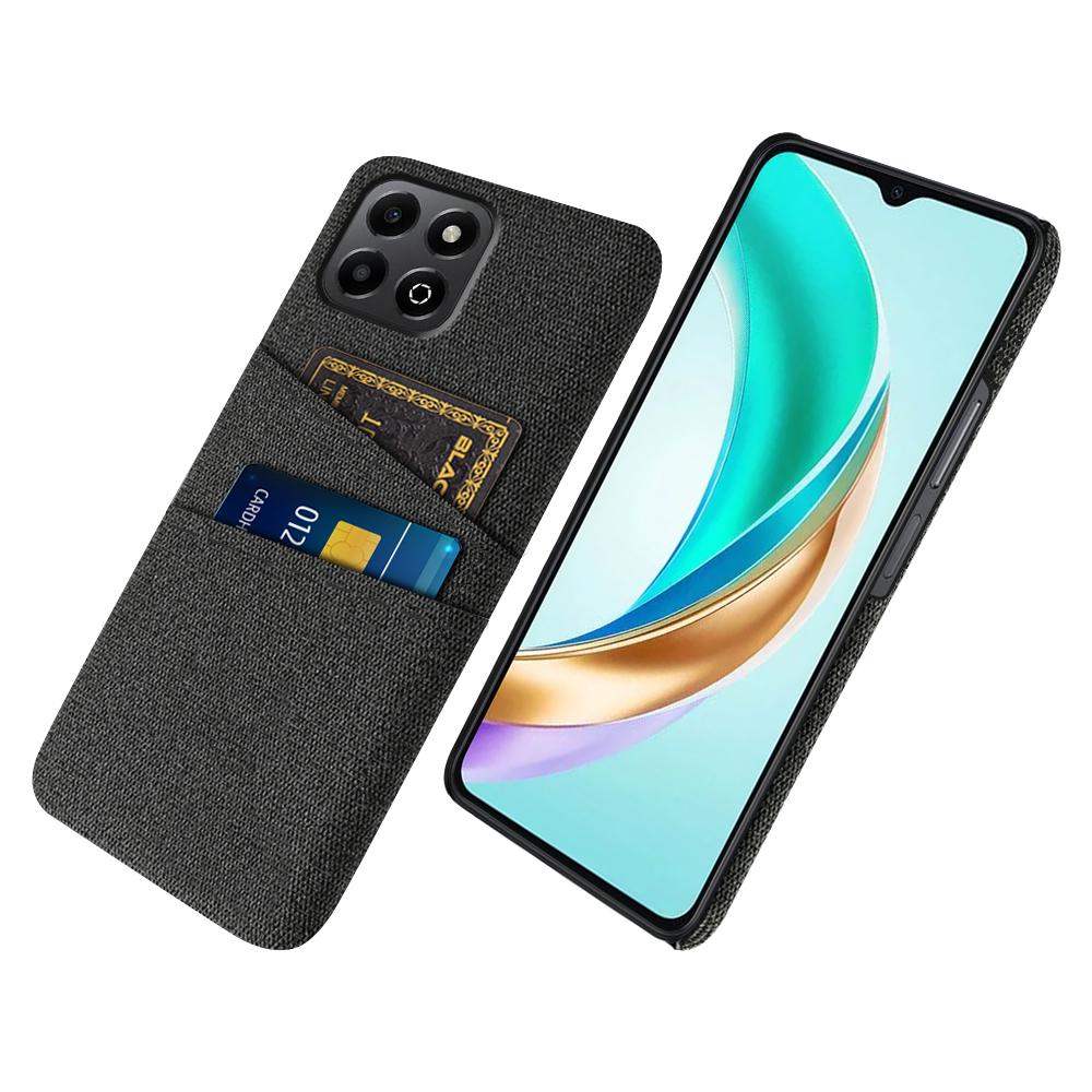 

For Honor X6b 4G Case Cloth+Hard PC Phone Cover with Dual Card Slots Black