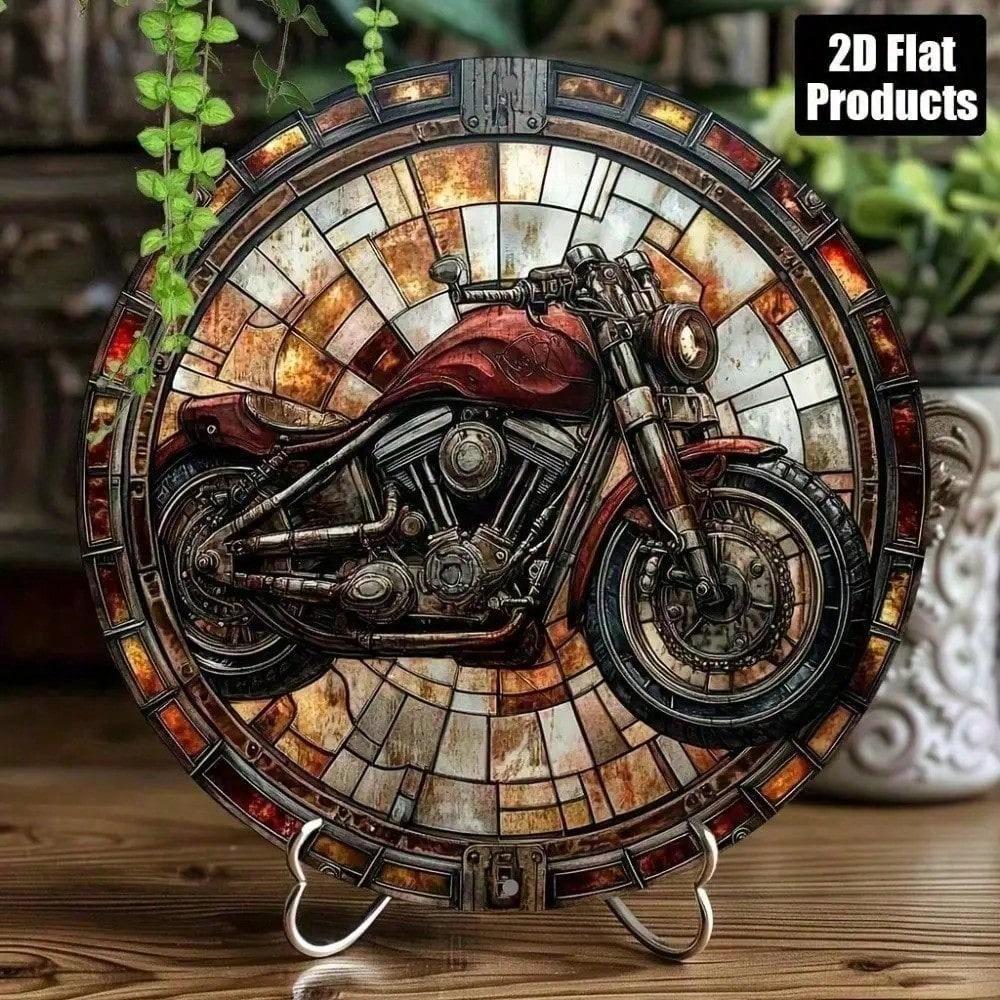

Retro Metal Tin Sign Motorcycle Garage Wall Art Decor 8 Inch Round Vintage Plaque for Bar Home