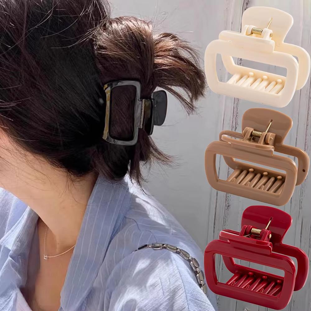 Trendy Suqare Soft Silicone Hair Claw Clips Flexible Anti Collision Shark Clip Protection Head Women's Non Fragile Accessories K