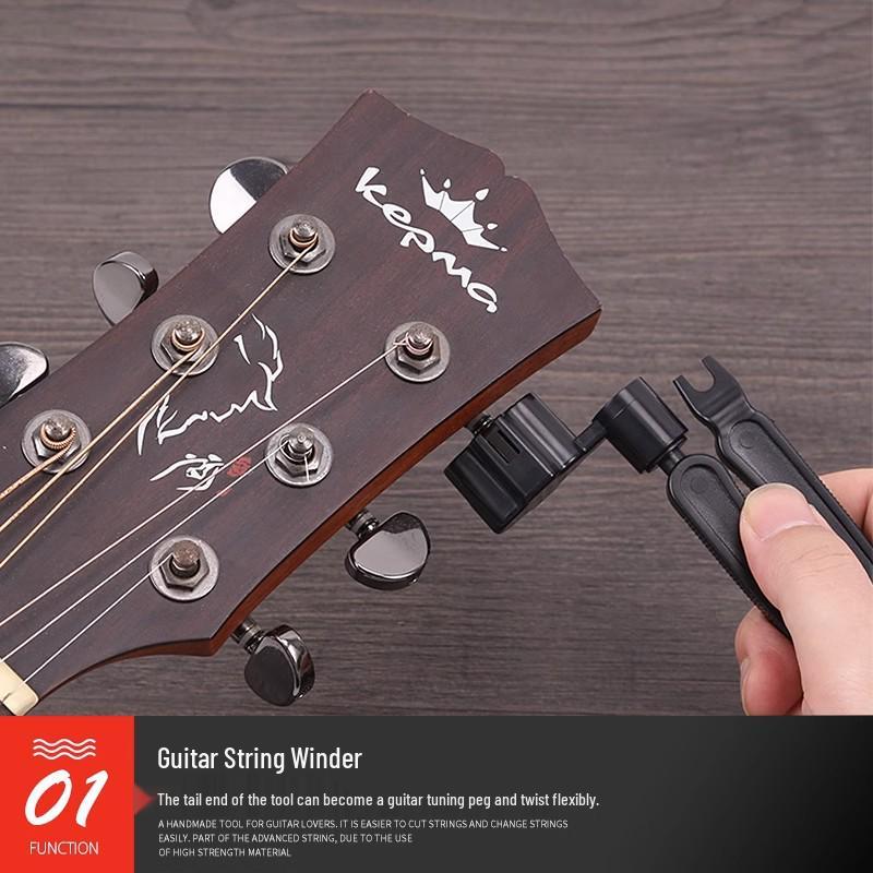 Folk Acoustic Guitar 3-in-1 Tool: String Winder, Pliers, Cutter, Peg Puller