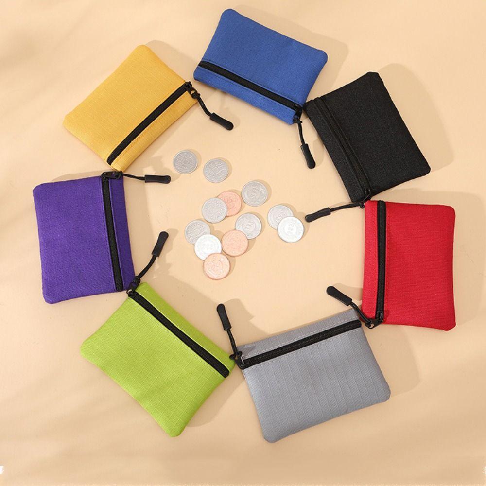 Simple Solid Color Mini Coin Purse Canvas Zipper Coin Key Bag Kid Storage Pouch Small Wallet Women Men