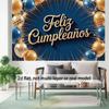 2D Flat Surface 1 Piece of "Happy Birthday" Balloons and Glittery Background Fabric Decoration Artistic Decorative Item