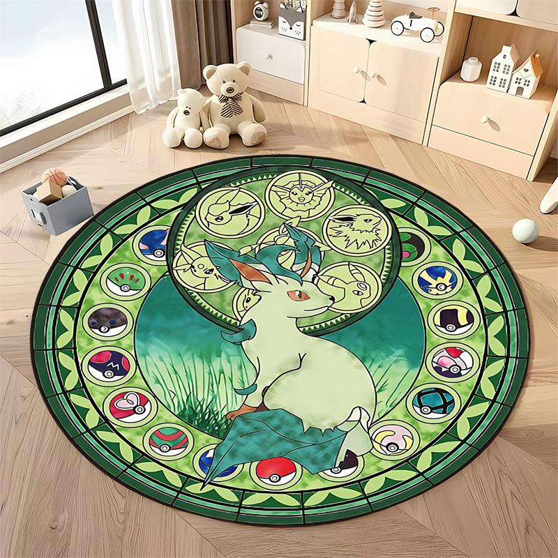 

1PC Cute PokemonEevee Charizard Print Round Rug Living Room Bedroom Decor Indoor Floor Mat Decor Carpet for Teens Adult Gifts 60cm