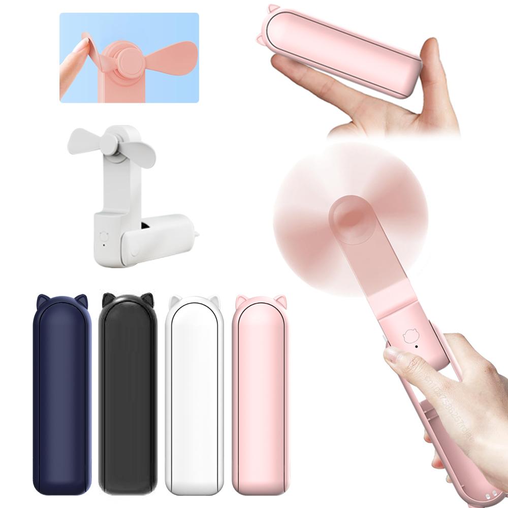 Portable Handheld Fan 3 in 1 Foldable Mini Fan with Power Bank USB Rechargeable Desk Fan Cute Cat Ear Design 3 Speeds Personal C
