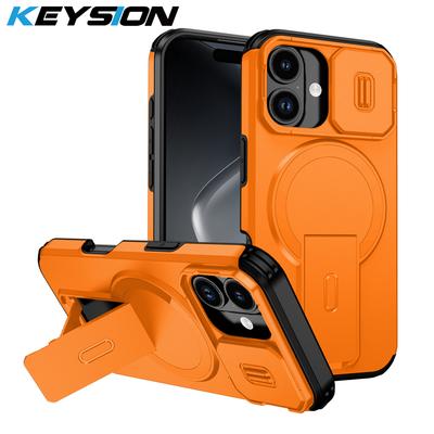 KEYSION Stoßfeste Armor Magnetische Hülle für iPhone 17 16 Plus Schieb-Kamera Schutz Ständer Kabelloses Laden Handy Rückseite Hülle