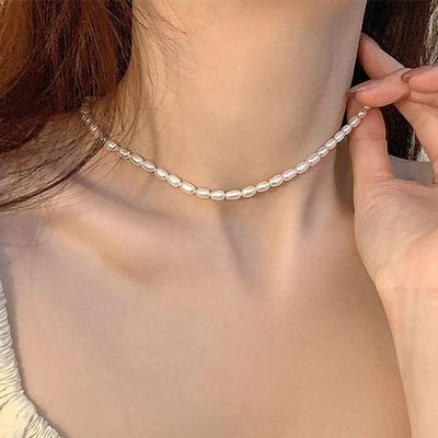 Tägliche Mode Perlen Choker Halskette Mehrlagige Halskette Tägliche Halskette Perlenhalskette Choker Halskette Perlenkette