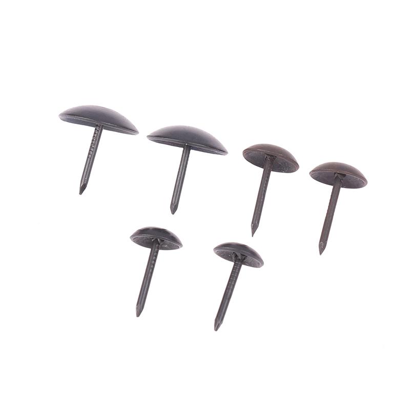 100Pcs Black Round Head Metal Pushpins Upholstery Nails Vintage Tacks Stud Decor