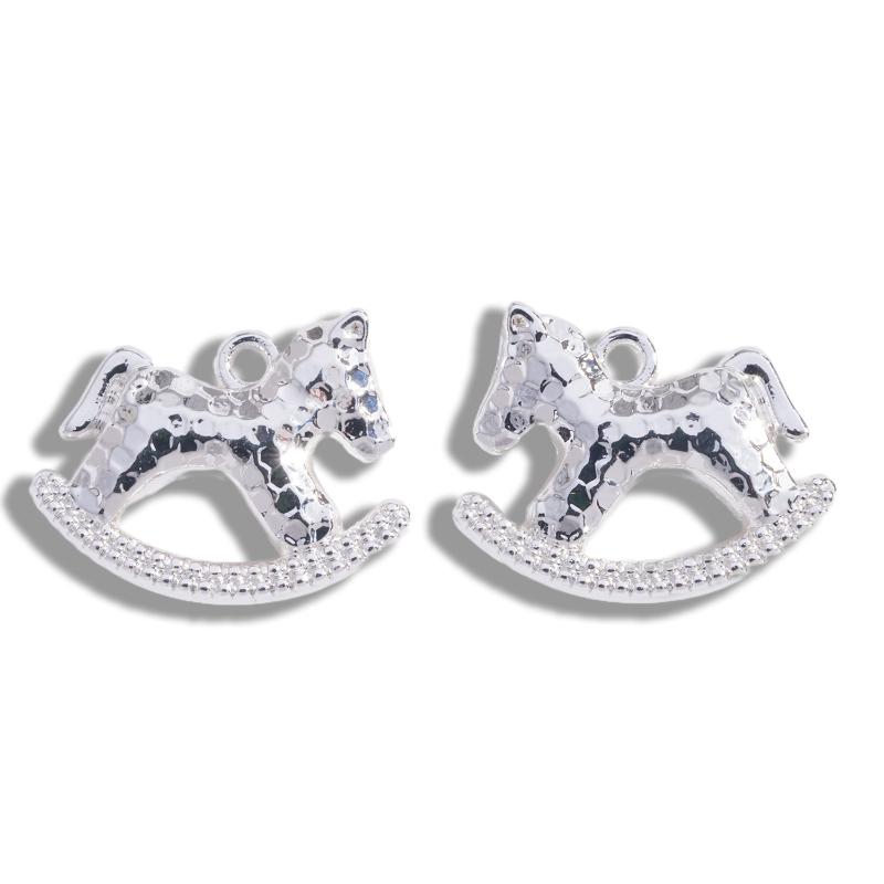 5Pcs 15*17Mm Zinc Alloy Electroplated Rocking Horse Pendant Charms For Diy Necklace Bracelet Earrings Jewelry Accessories Making