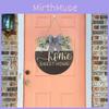 Rustic Country Style Door Hanger With Black And White Stripes And Eucalyptus Design