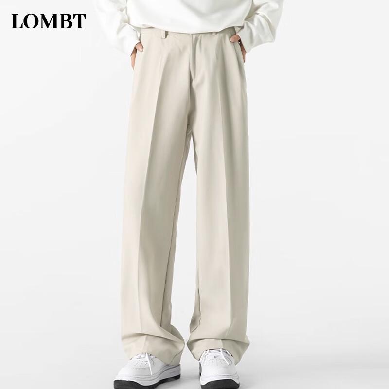 LOMBT Pantalon de ville décontracté à jambe droite pour homme LF02