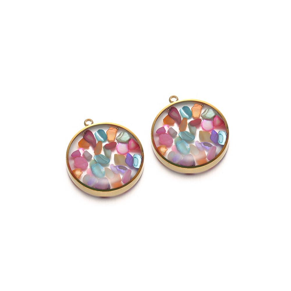 4Pcs Stainless Steel 20mm Round Transparent Glass Enamel Flower Charms for DIY Jewelry Necklace Pendant Bracelet Earrings Making