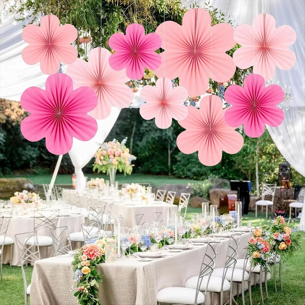 Neue Rosa Papierfächer Blume Wandbehang Papierblumen Rosenrot Blumengirlanden Kulissen Dekoration Hochzeit