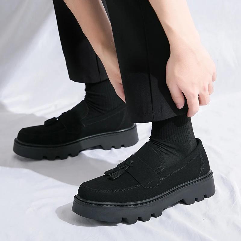 Suede Tassels Brown High-quality Loafers Thick Sole Men Oxford Shoes Comfortable Formal Business Dress Shoes Casual Men Shoes