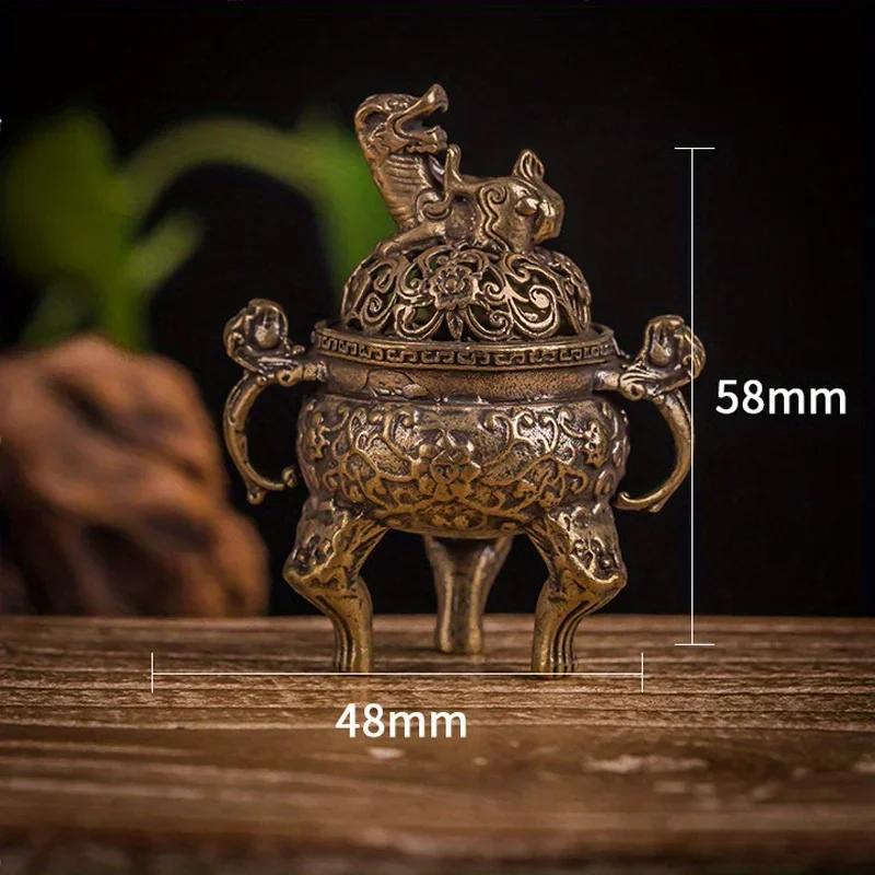 Vintage Alloy Incense Burner Stick Holder Three Legged Hollow Out Mini Sandalwood Censer Incense Burner Home Decoration