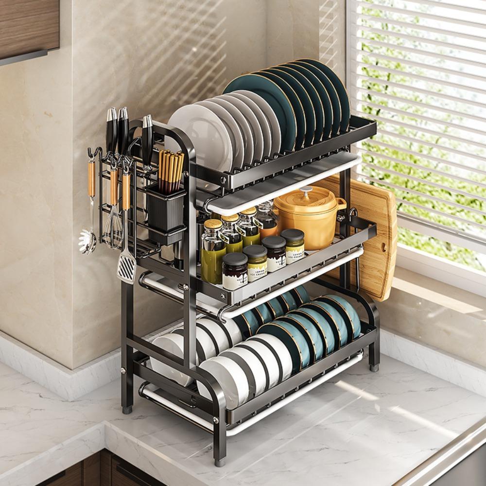 Kitchen Bowl Rack Household MultiLayer Tableware Racks Multifunctional Rust-Proof Simple Drainer Shelf Chopsticks Drying Shelves