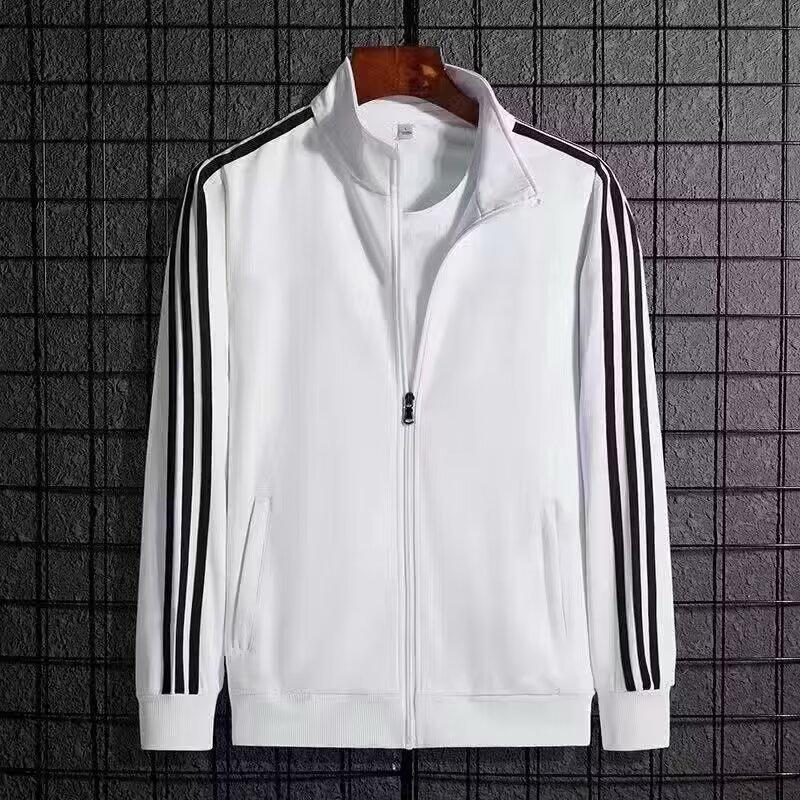Unisex Volná Cardigan Mikina se Třemi Pruhy - Trendy Ležérní Sportovní Oblečení pro Studenty