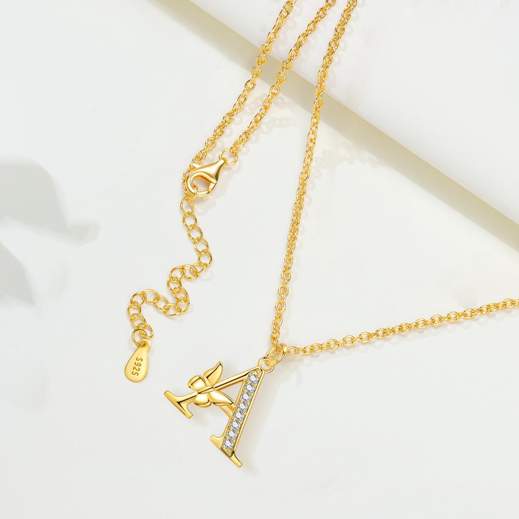 Orstarry 925 Silver Golden A-Z Lucky Letters Necklace Pendant Necklace for Women Birthday Gifts Fashion Fine Jewelry