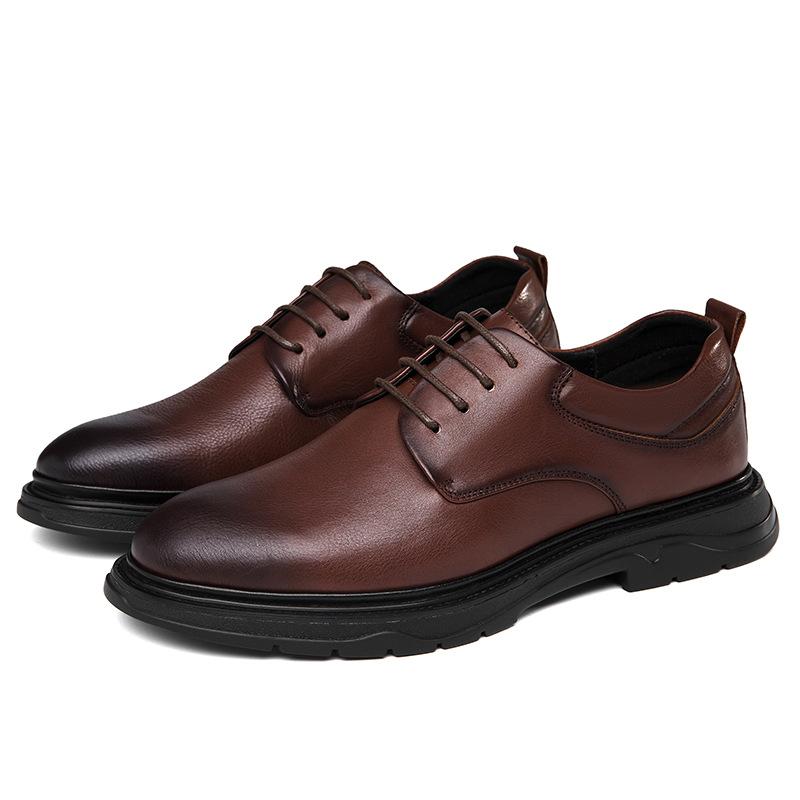 Quelle Erste Schicht Rindsleder Grün Business Casual Spitzschuh Weiche Sohle Niedriger Absatz Leicht Handgefertigt Schwarz Herren Lederschuhe