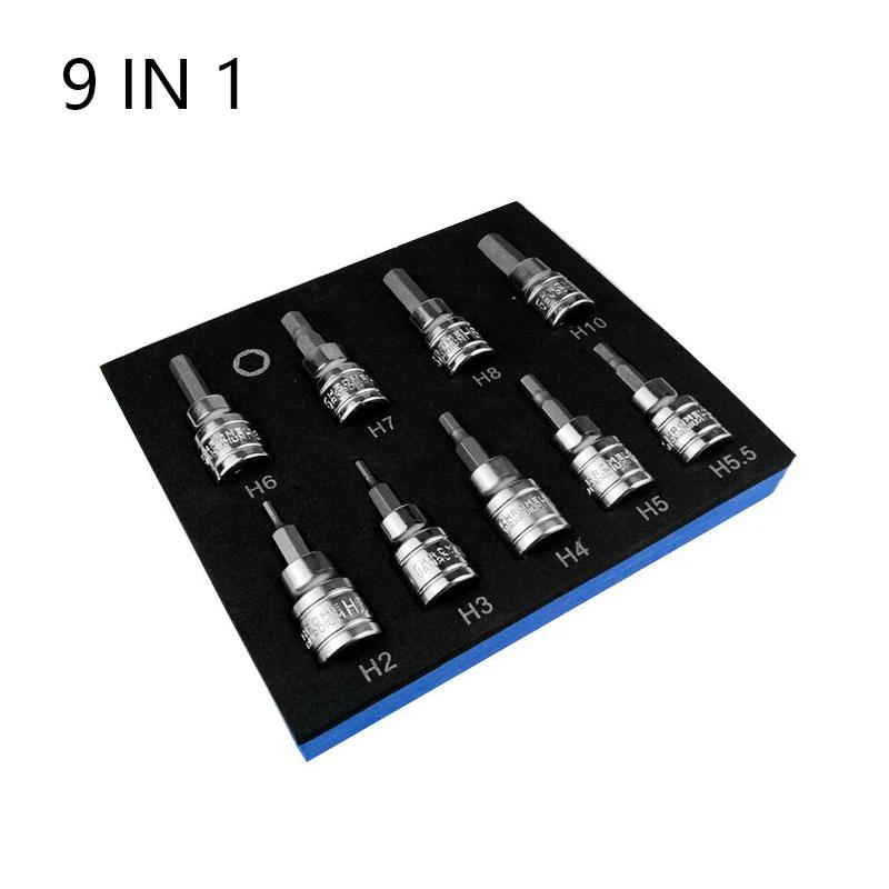 9/10Pcs Hex Bit Socket Set Sturdy Allen Key Sockets Professional 3/8inch Drive Drill Metric Tools Kit Durable Impact Socket Set