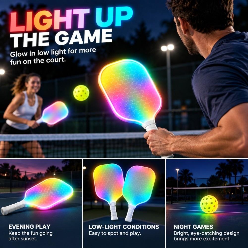 Frosted Surface Pickleball Paddles LED Lighting Pickle Ball Paddle Professional Game