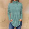 Kadınlar İçin Tişörtler Sonbahar Rahat Uzun Kollu Gömlekler Sweatshirt Vintage Baskılı Yüksek Yaka Üst Kazak