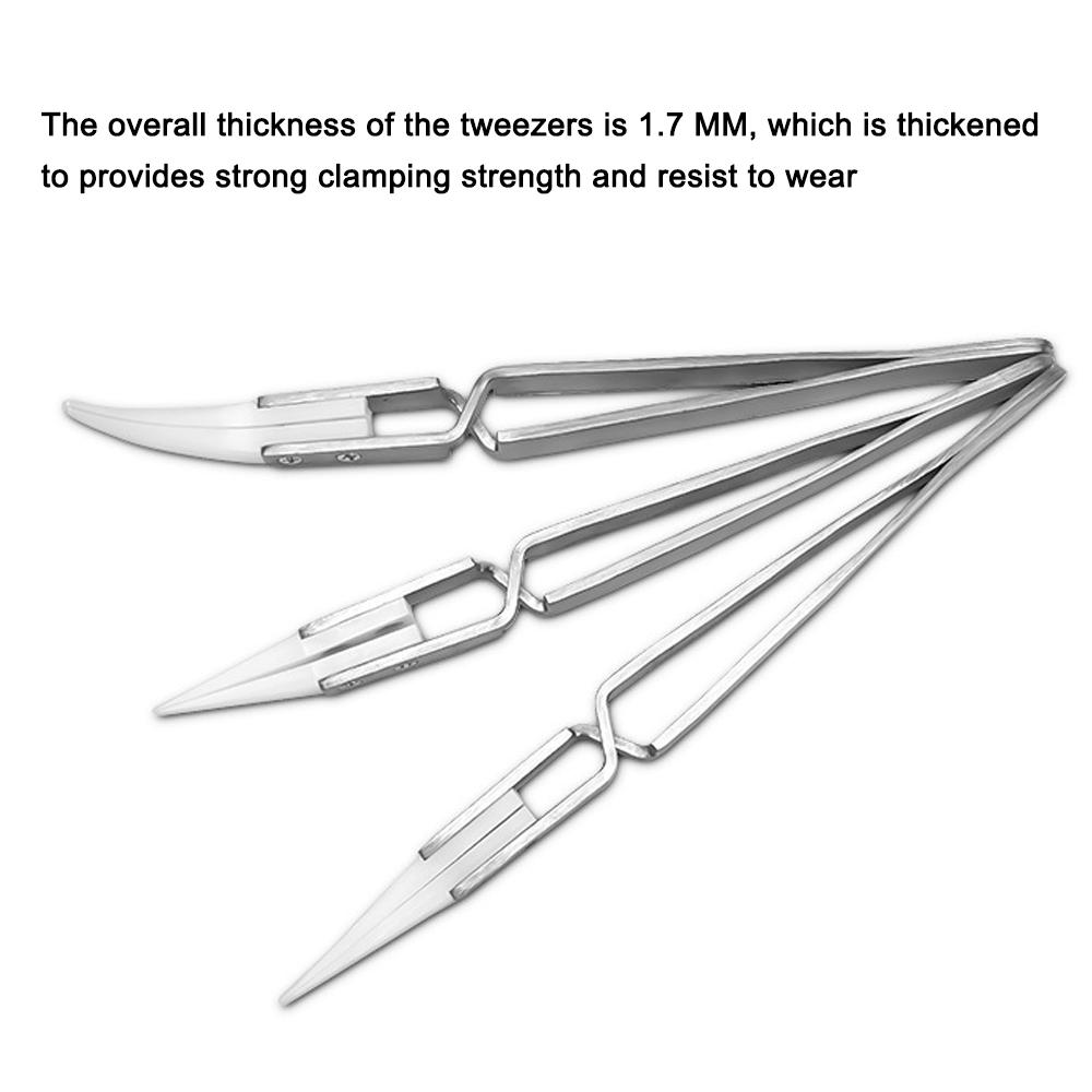 Stainless Stee Tweezer with Anti Static Acid Resistant Reverse Ceramic Precise Clamping Head
