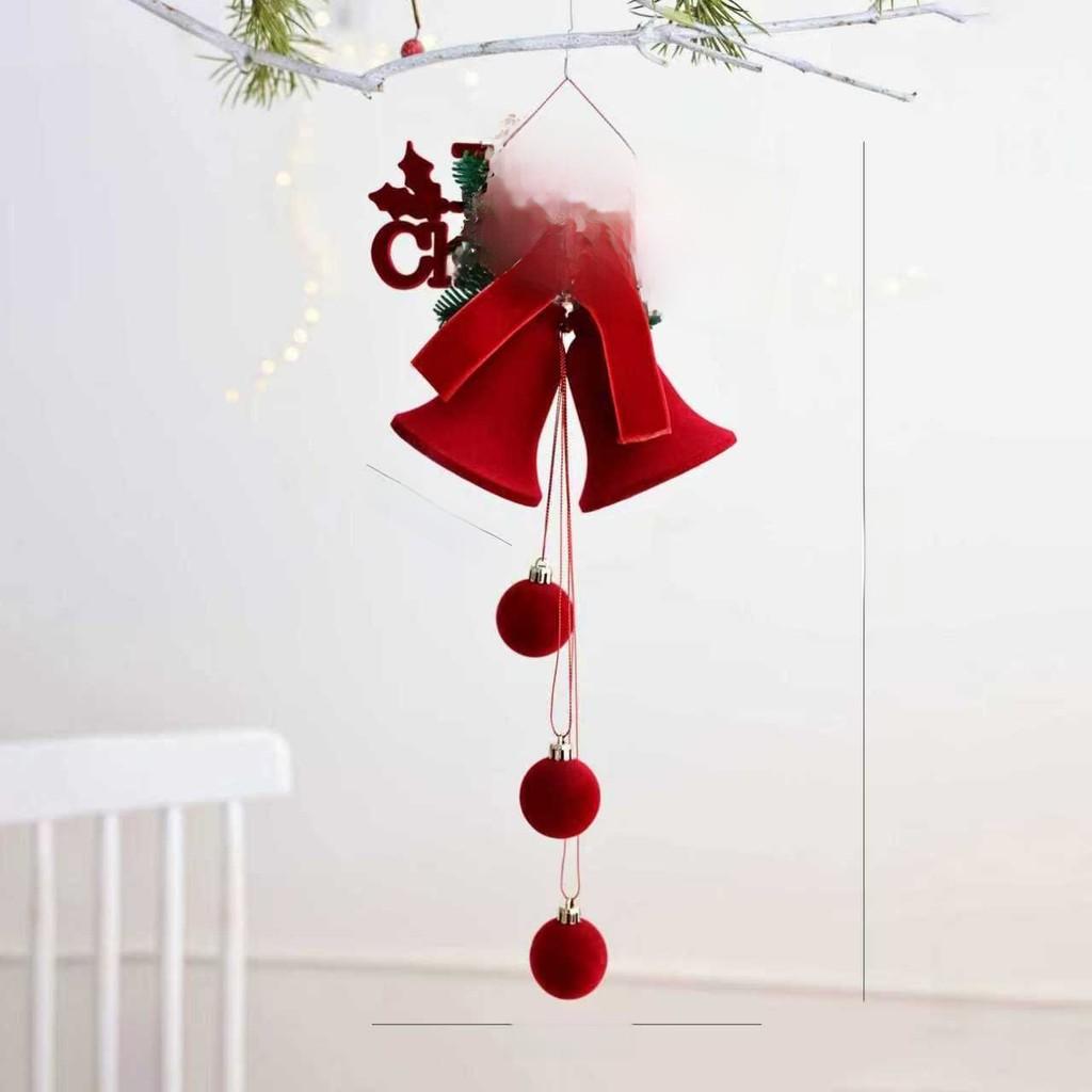 Christmas Bell Tree Decor Red Velvet Material Festive Home Window Embellishments