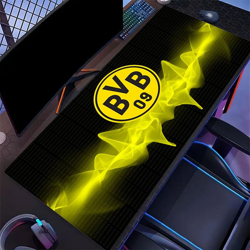 Podkładka pod mysz Borussia Dortmund, Duża mata na biurko do gier, Antypoślizgowa podkładka pod mysz XXL na laptopa i tablet, Mata do gry na mini PC ze zszywanymi krawędziami