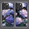 Stylish White Peony Flower Pattern Tempered Glass Phone Case for iPhone 17 16 Pro Max 15 14 13 12 11 Mini XS XR 7 8 14Plus Cover