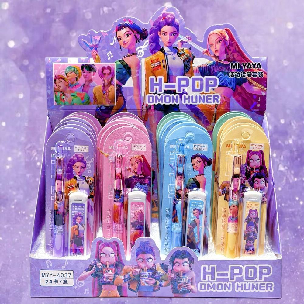 Adorable Aesthetic K-pop Demon Hunters Mechanical Pencil Kit Animation Merch Break Resistant Automatic Pencils for School Supplies