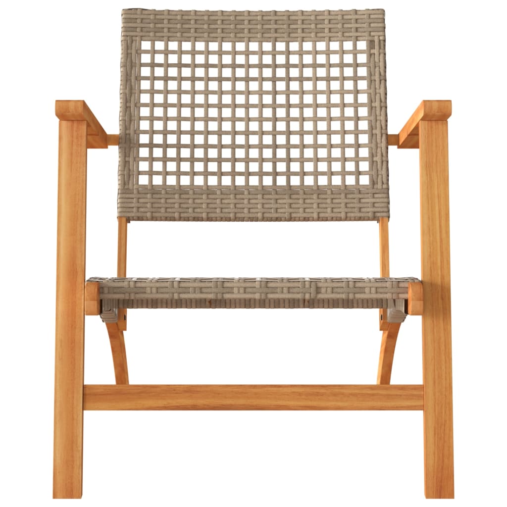 Vidaxl 3-Cz. Bistro Meubelset, Beige, Polyrattan En Acaciahout