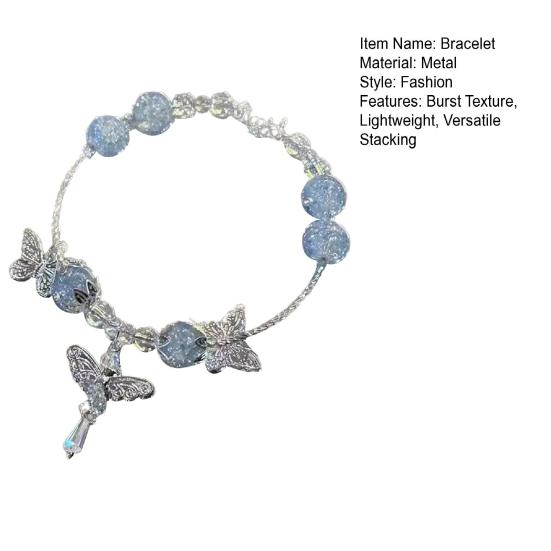 1/2Pcs Women Bracelet Burst Texture Fairy-Like Feeling Stacked Chinese Aesthetics Bracelet with Butterfly Pendant