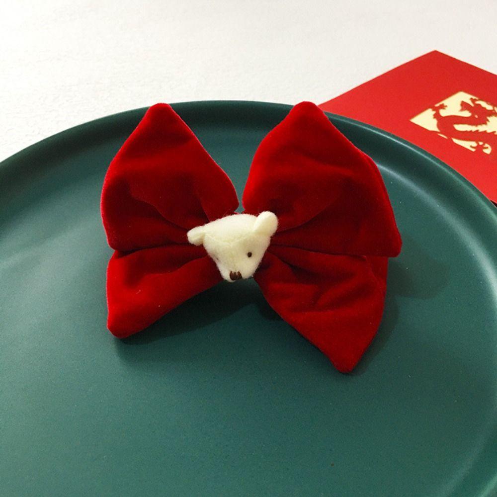 Rabbit Children Red Bow Hairpin Crown Hanfu Hair Sticks Simple Ancient Style Hairpin Children